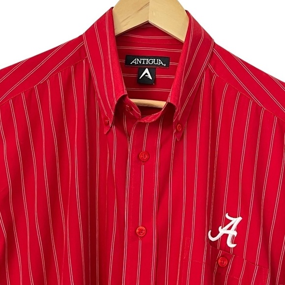 University of Alabama Antigua Red Striped Button-down Shirt Size Medium - Picture 3 of 13